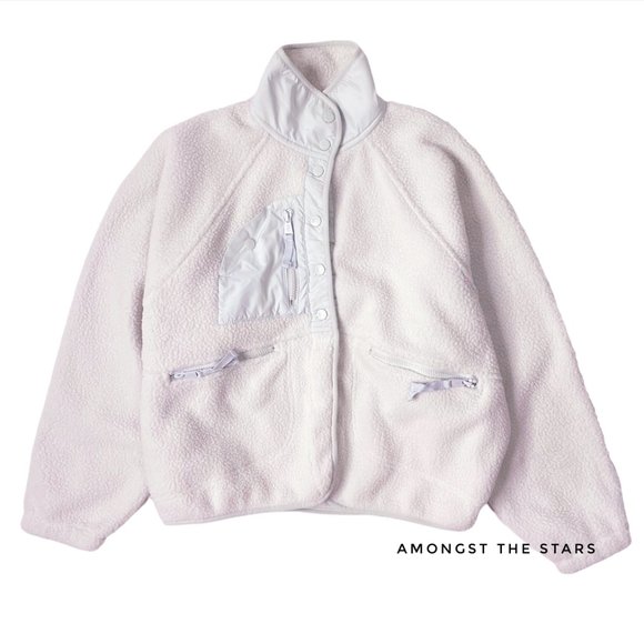 Free People Movement Hit The Slopes Salt Water Blue Grey Fleece Jacket - Picture 5 of 12